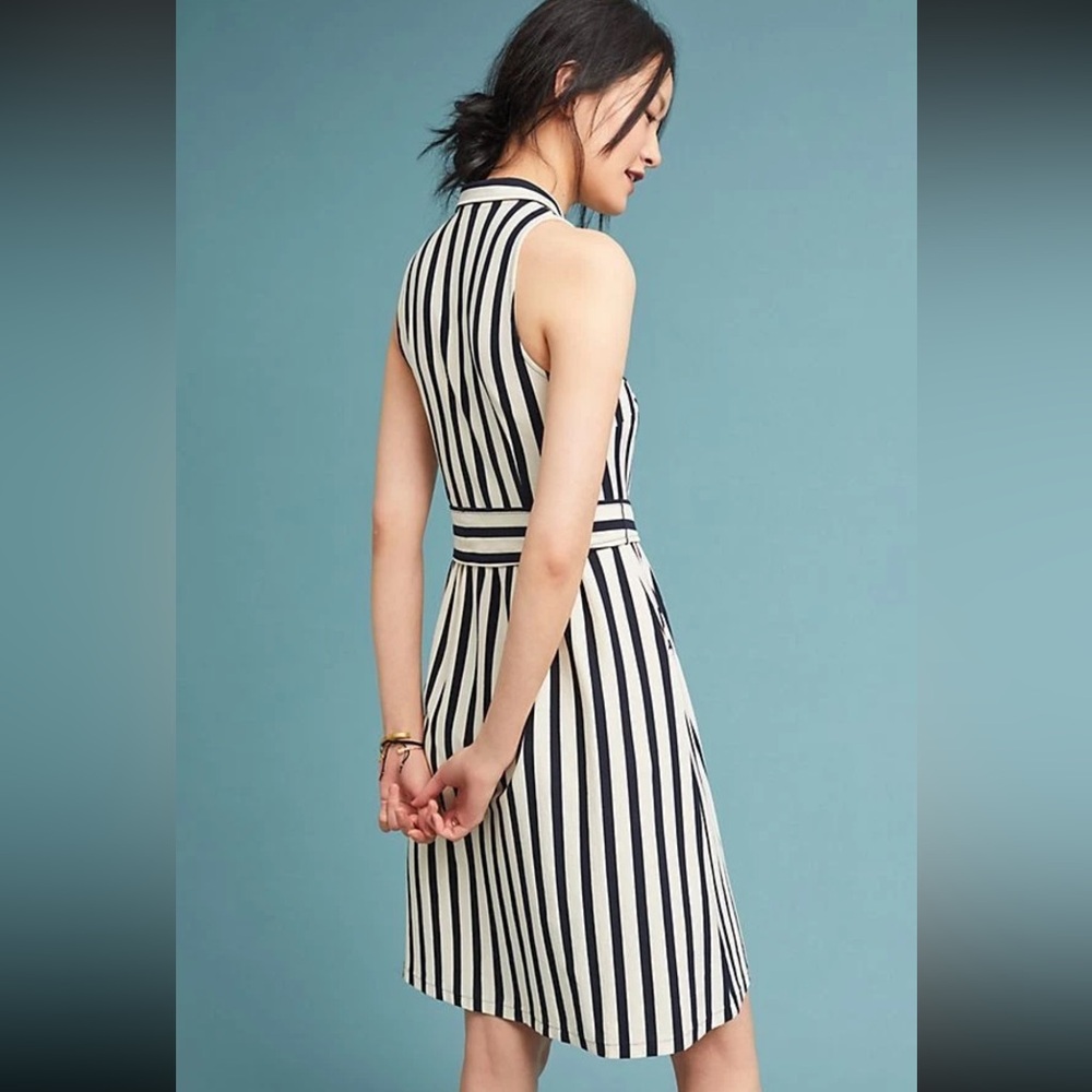 Anthropologie Black and White Striped Midi Dress - Picture 3 of 11